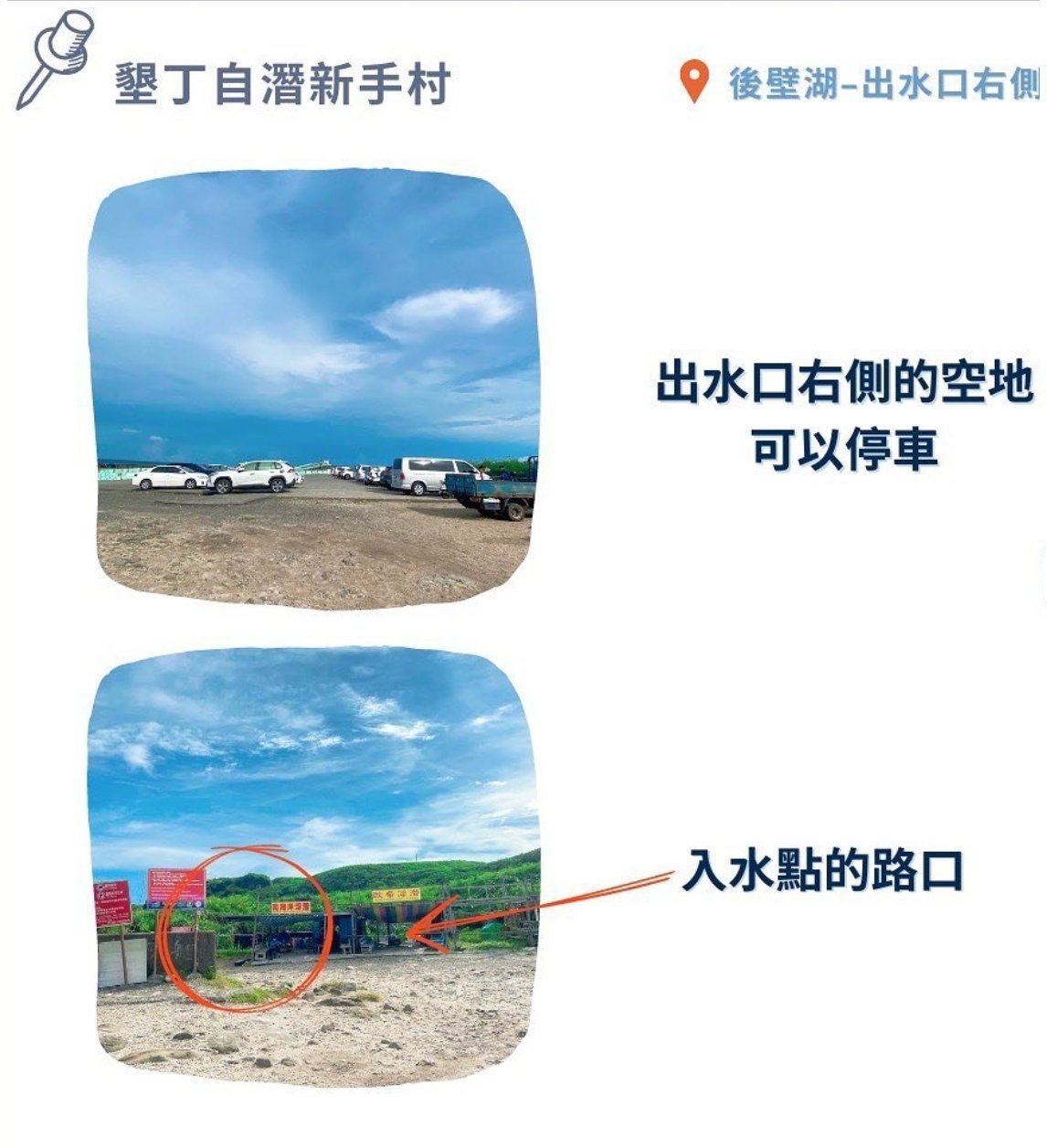 出水口右側 停車空地與入水點路口